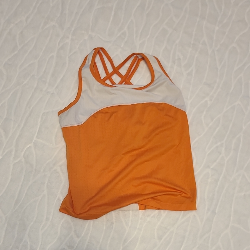 Descente Orange and White Sports Tank Top Medium Triathlon Marathon Cycling